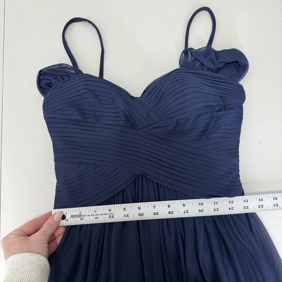 Alex Evenings Womens Dress 6 Blue Mesh Gown Bow Back Formal Bridesmaid Wedding - Picture 10 of 15